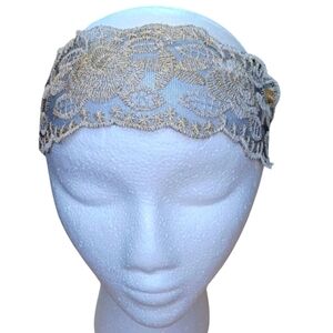 Embroidered Stretch‎ Headband Boho Hippie Festival Gold Sparkle Dainty Fairycore